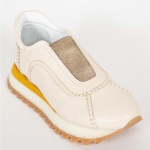 Homers Peace Sneaker in Nava Panna Cream and Gold- 39